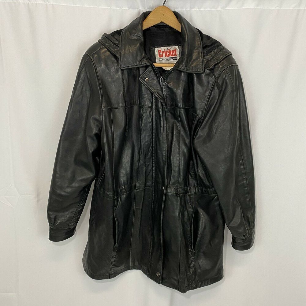 Vintage Cricket soft Leather utility Hooded Jacket